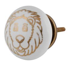 Golden Lion Pattern Ceramic Cabinet Knobs